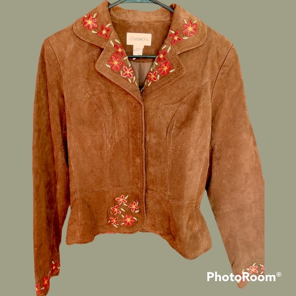 Vtg y2k 90s hippie suede embroidered jacket - Picture 3 of 12